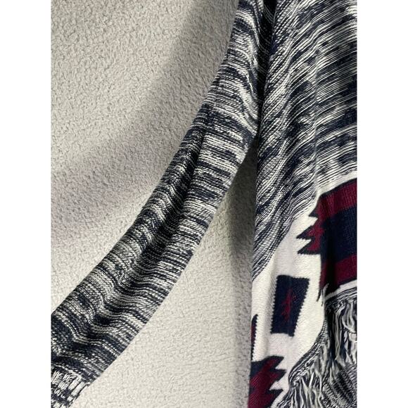 Arizona Jean Co Gray Red‎ Fringe Cardigan Sweater Small Boho Southwestern Aztec - Picture 6 of 9